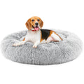 Cloud Calming Donut Bed in Mist Grey with a beagle resting inside