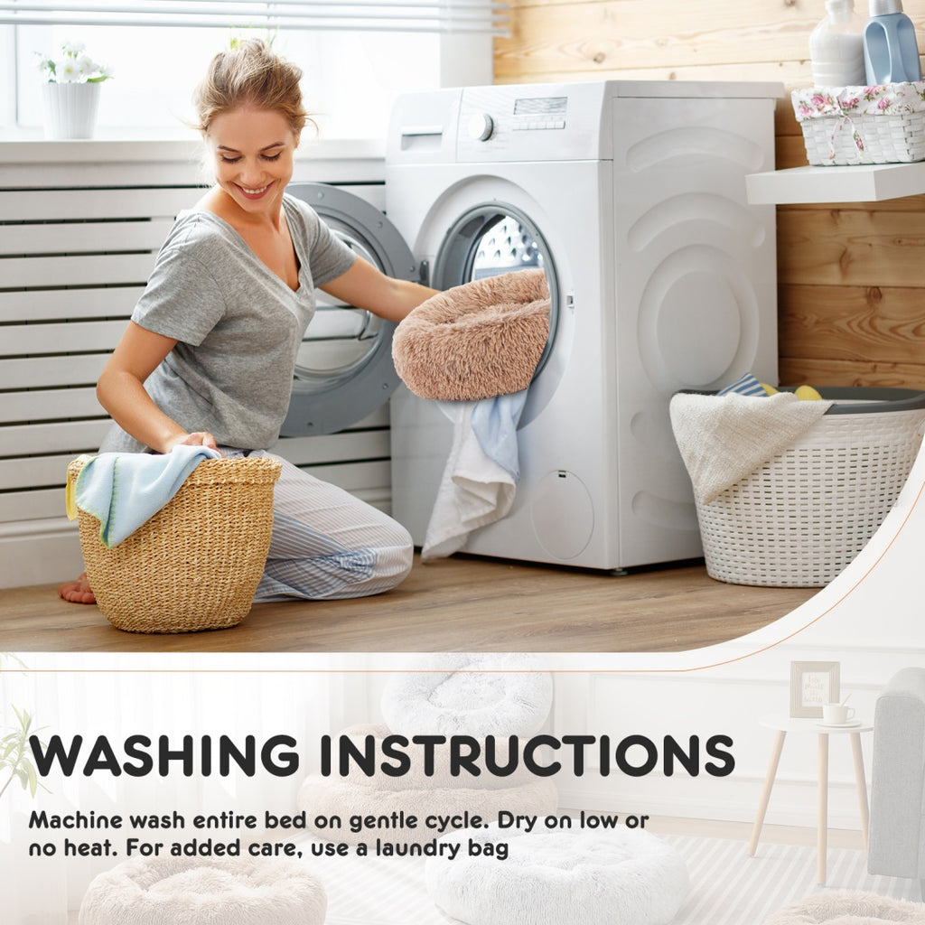 Machine washable donut bed care instructions