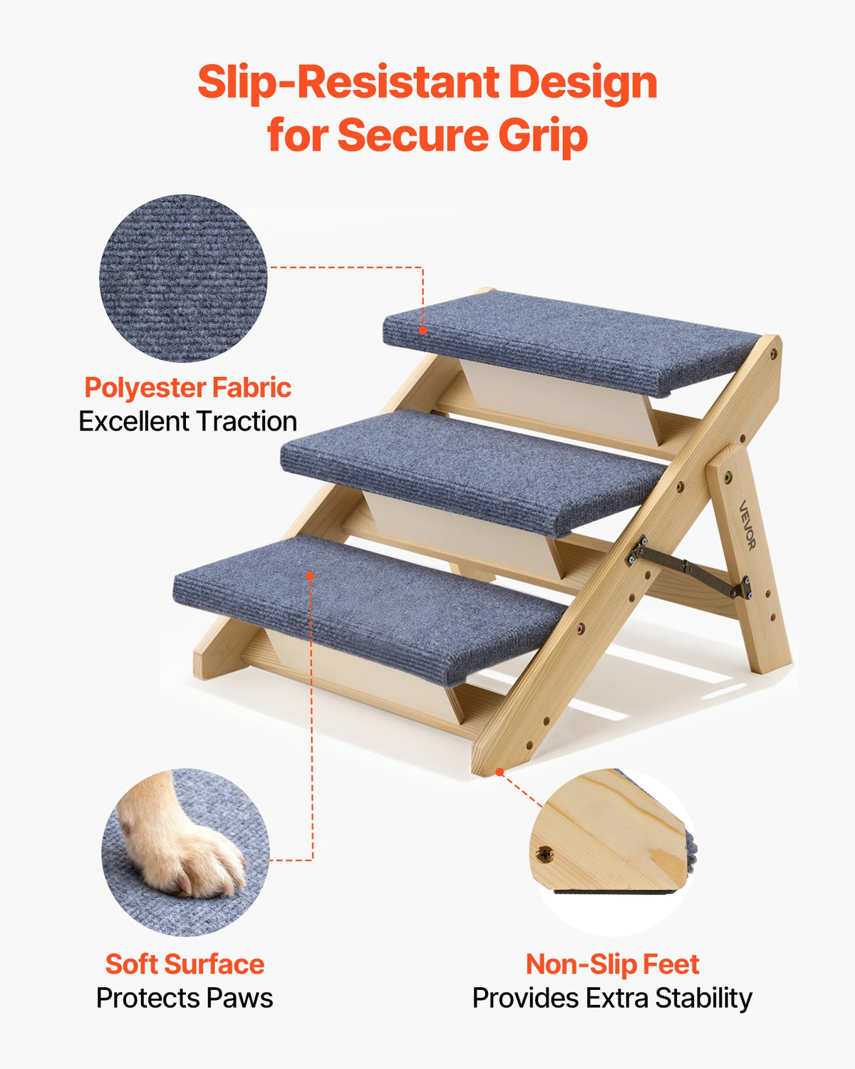 Slip-resistant fabric treads and non-slip feet