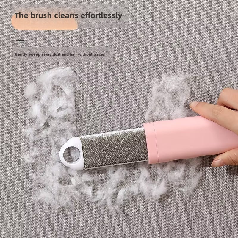 Lint brush removing pet hair from a sofa