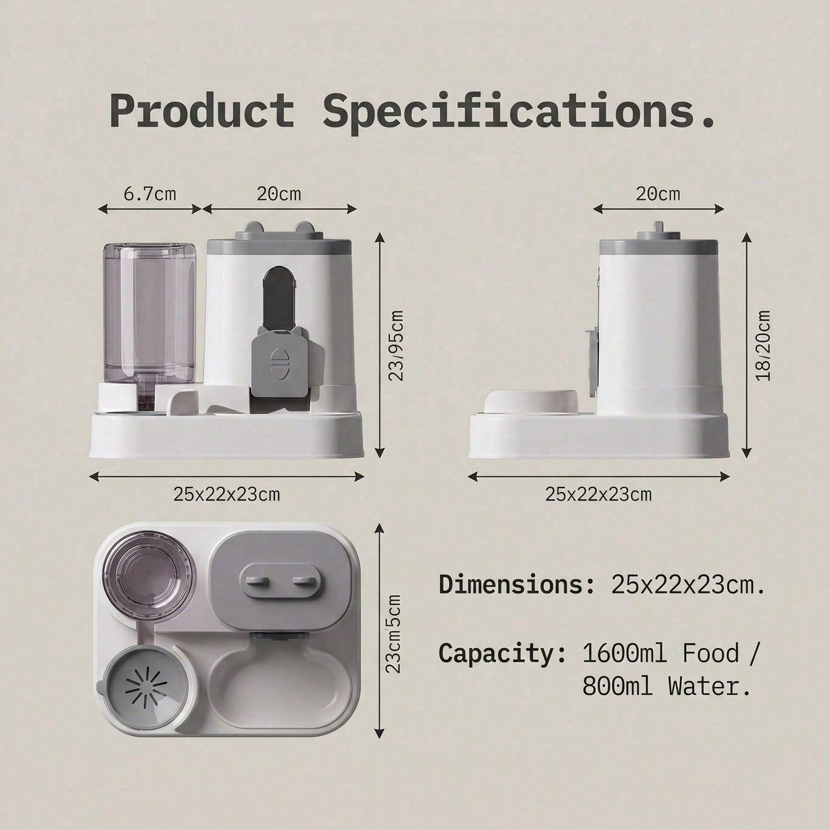Feeder dimensions and capacity