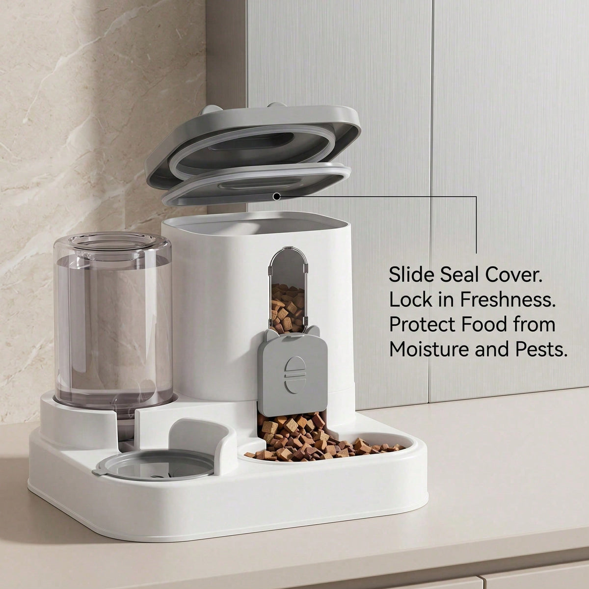 Sliding seal lid keeps food fresh