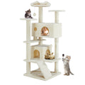 Haven Cat Tree in beige with cats on the perches and condos